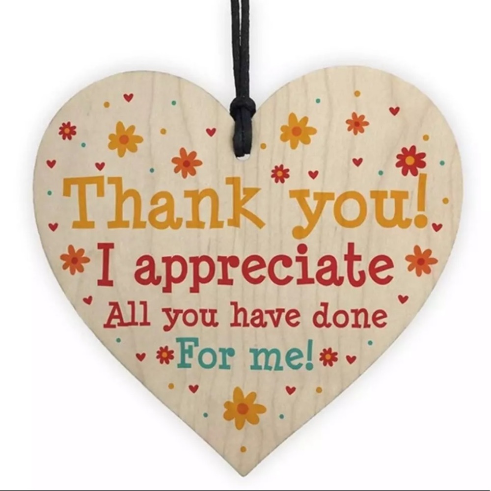Wooden Heart Thank You Gift Ornament (3 Pack)